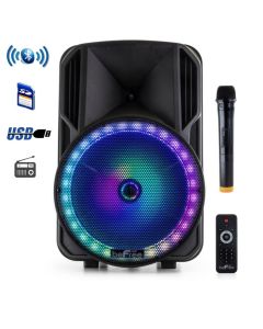 beFree Sound 12 Inch PA Bluetooth Rechargeable Portable Party Speaker with Reactive LED Lights